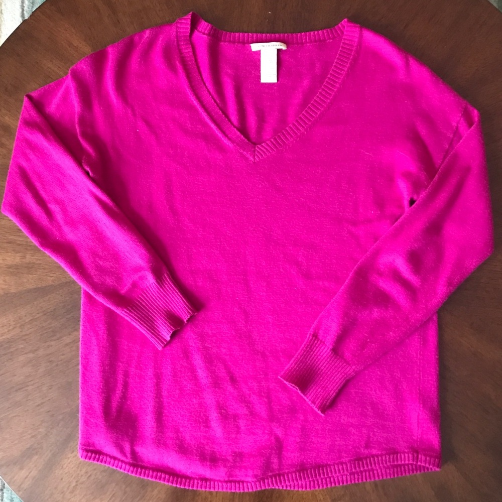 White + Warren pink slim knit sweater